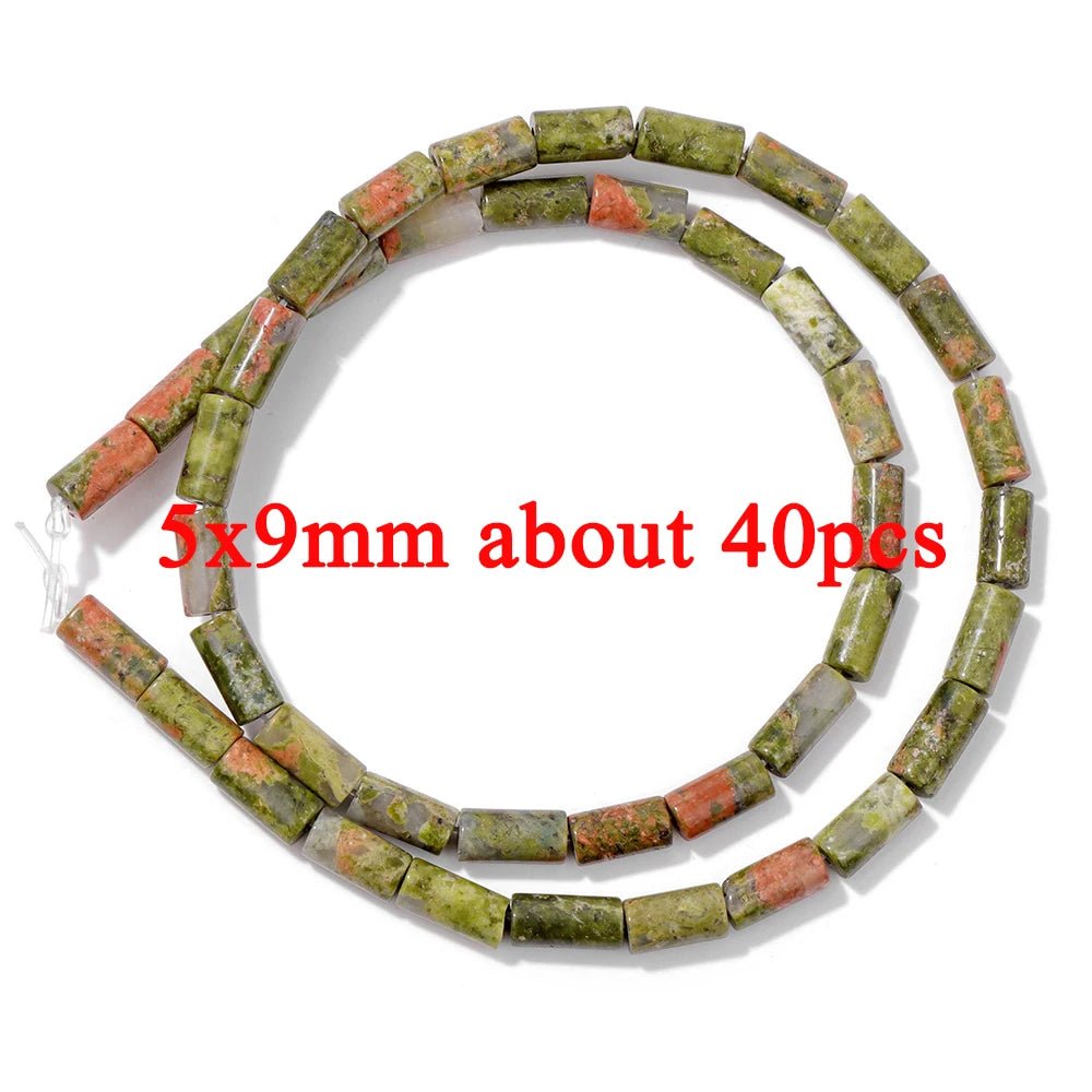 Wholesale Natural Unakite Stone Bead Green Jasper Loose Spacer Beads For Jewelry Making DIY Bracelet Necklace Accessories Supply