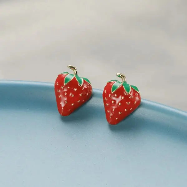 Fashion Crystal Bow Knot Stud Earrings For Women Pearl Cherry Flowers Rhinestone Red Earring Girls Party Christmas Jewelry Gifts