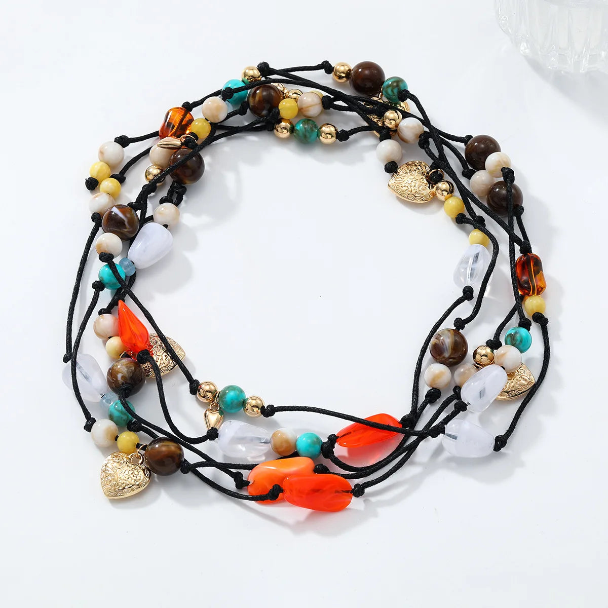 ZAA Exaggerated Hand Woven Multi-layer Heart Necklace