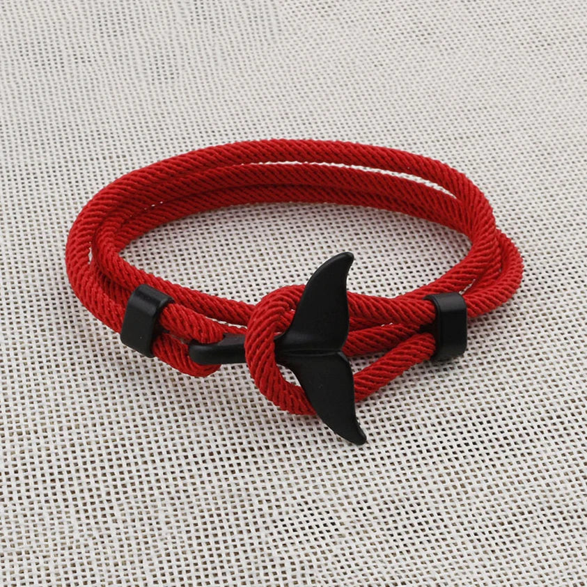 Male Multilayer 4mm Milan Rope Viking Bracelet Charm Whale Tail Bracelets For Men Wristband Trendy Ocean Animal Fishtail Jewelry