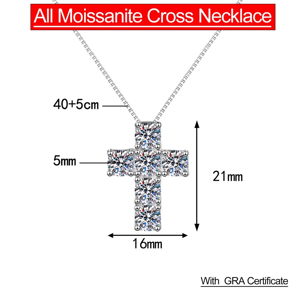 Serenity 4.8ct D Color Moissanite Cross Necklace for Women Gift S925 Sterling Silver Plated 18K Jesus Pendant Neck Chain Jewelry - Madeinsea©