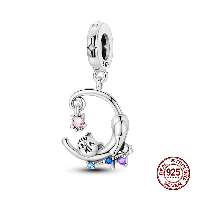 100% 925 Sterling Silver Lovely Pet Cat Paw Dog Warm Family Charms Beads Fit 3MM Original Bracelets DIY Jewelry Gift For Friends