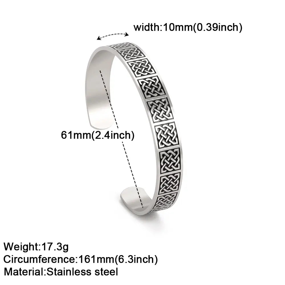 Viking Triquetra Cuff Bangle for Men Boy Stainless Steel Good Luck Celtic Knot Amulet Vintage Irish Knots Bracelet Jewelry Gift