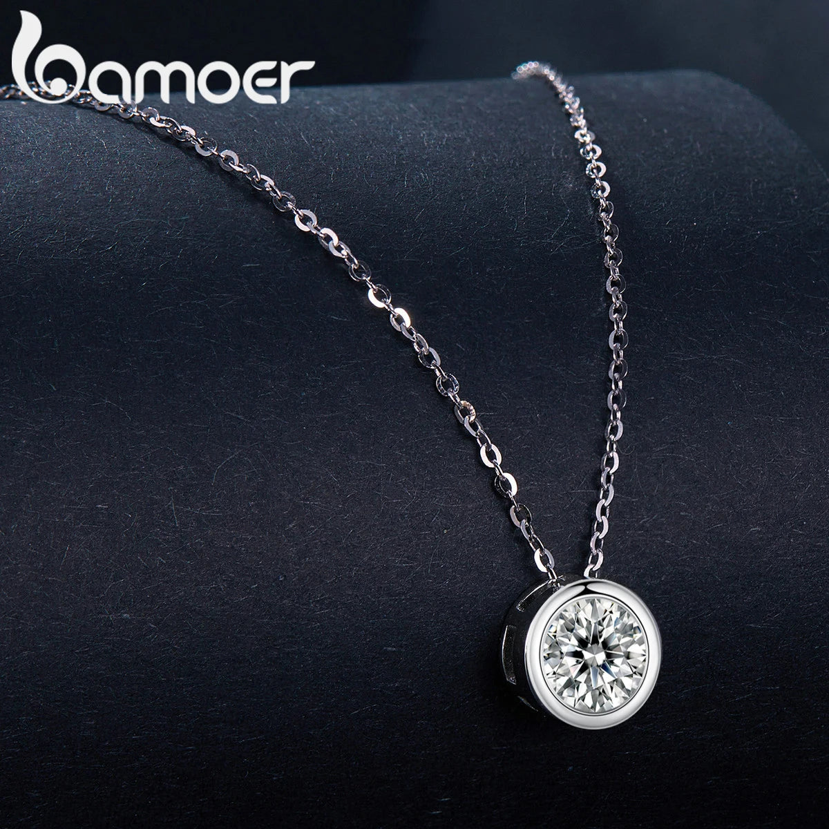 Collier BAMOER 1 carat Bazel Moissanite couleur D VVS1 Collier de diamants cultivés en laboratoire pour femmes Bijoux de mariage en argent sterling 925