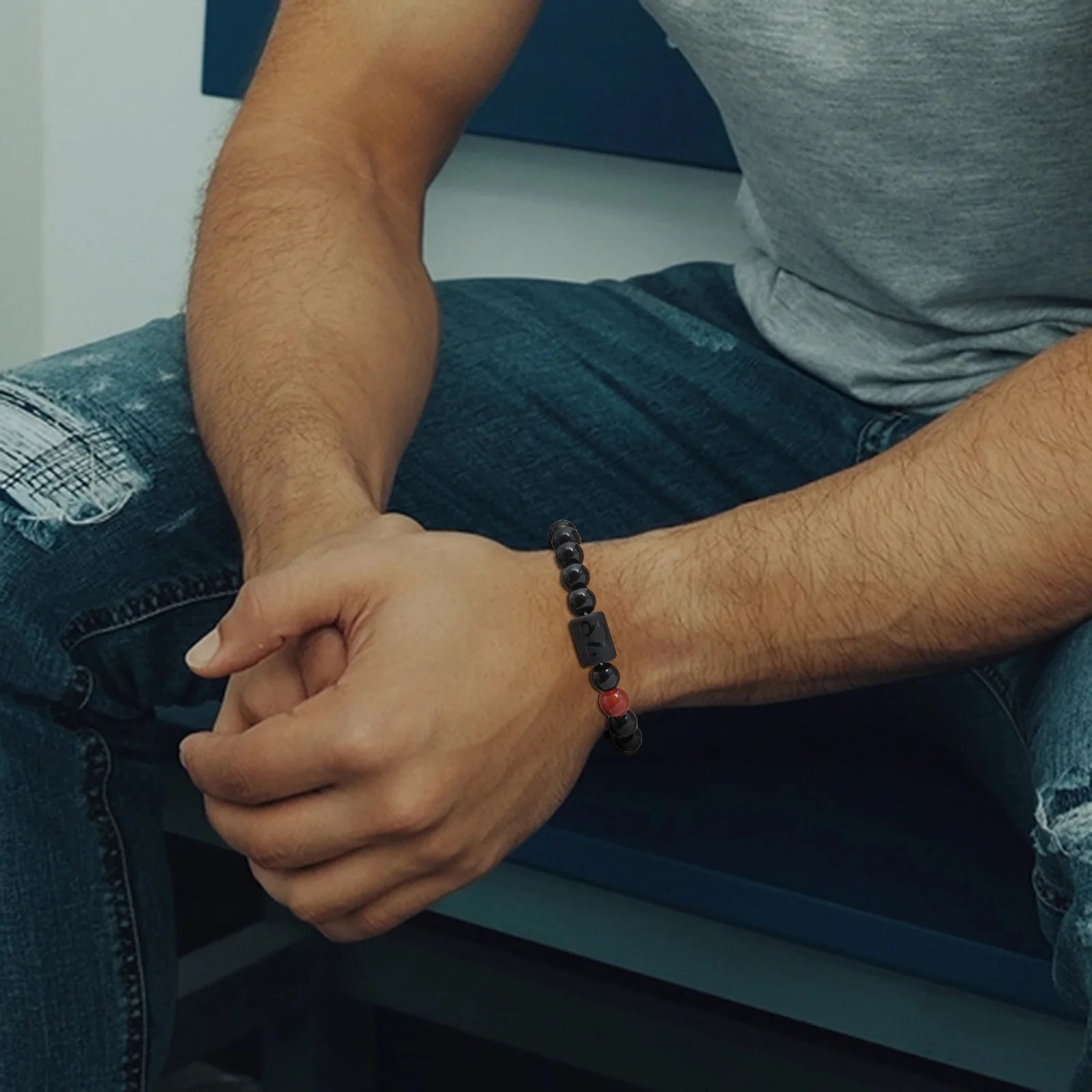 Vnox 12 Zodiac Charms Bracelets Gift for Men Dad,Both Sided Constellation Birthmonth Beaded Bracelet Wristband,Father's Day Gift