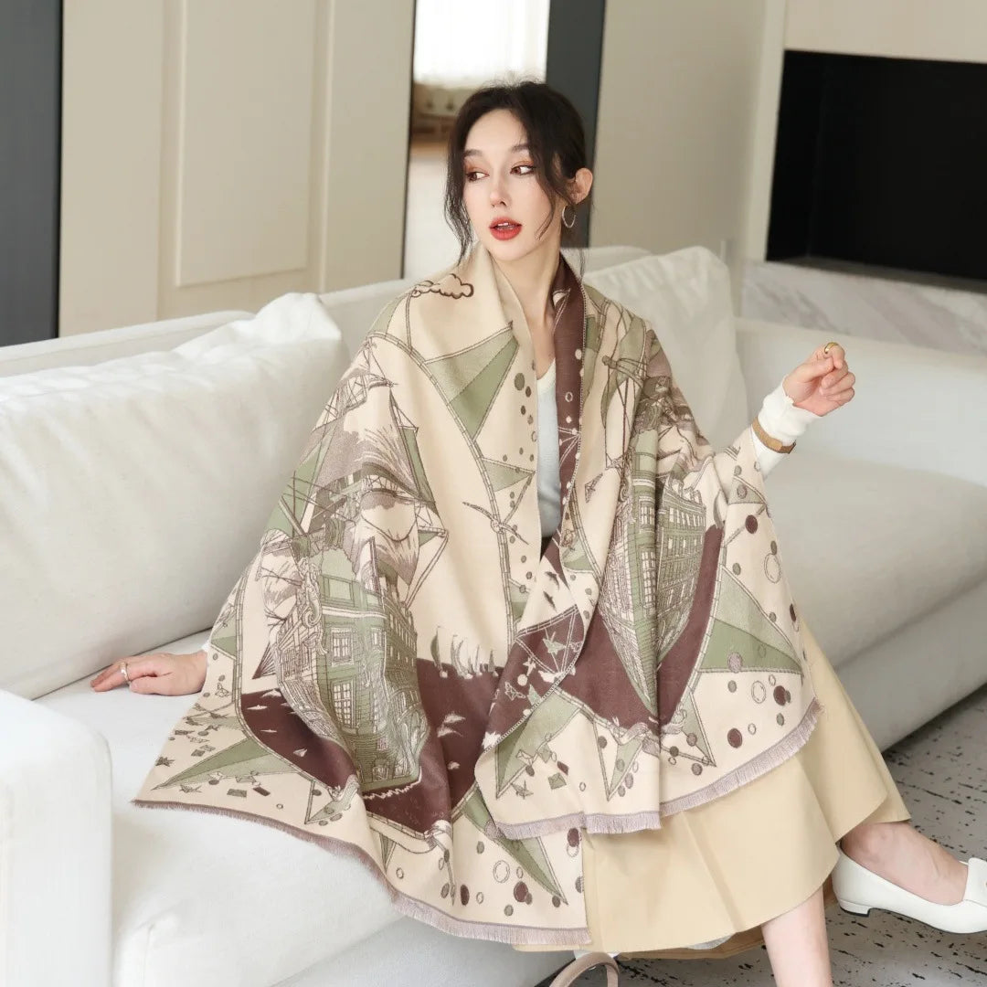 Print Cashmere Scarf Women Thick Warm Winter Blanket Brand Female Luxury Quality Shawl Wrap Bufanda 2025 Poncho Echarpe Pashmina