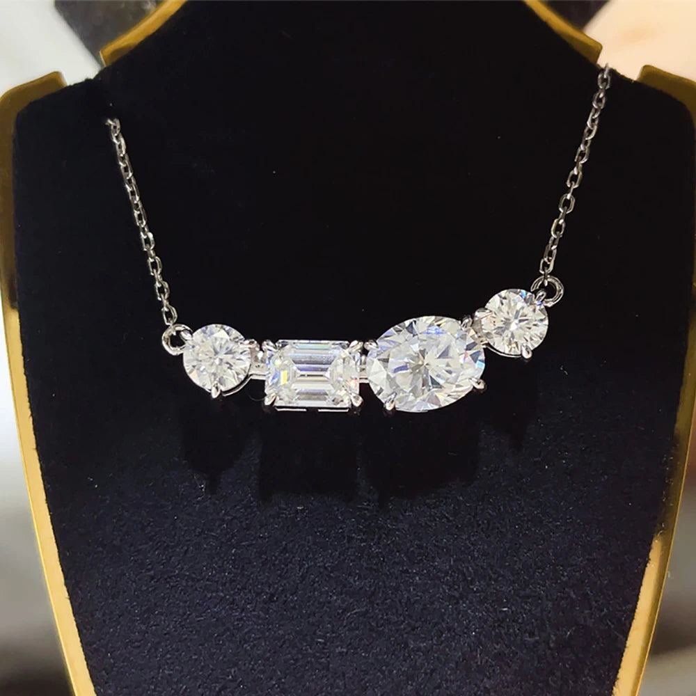 Serenity 5cttw D Color Moissanite Pendant Necklace for Women 100% S925 Sterling Silver Plated 18K Lab Diamond Neck Chain Jewelry - Madeinsea©