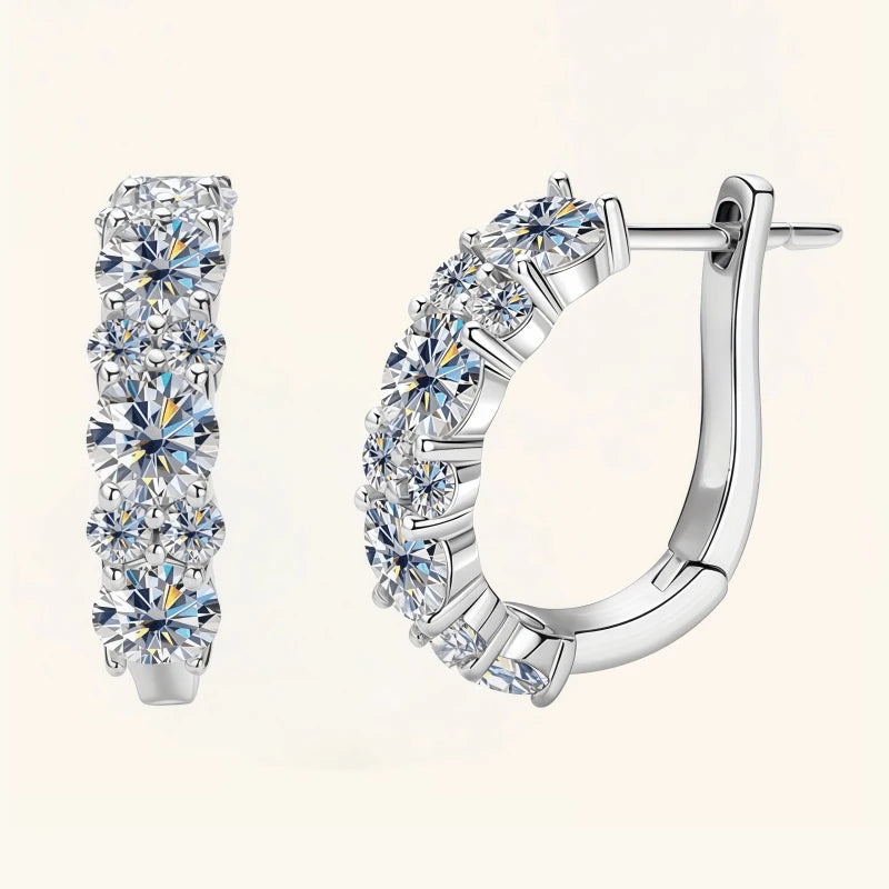 925 Sterling Silver Moissanite Earrings - Simple, Elegant, Classic, Versatile, High-Quality, Suitable for Both Men and Women