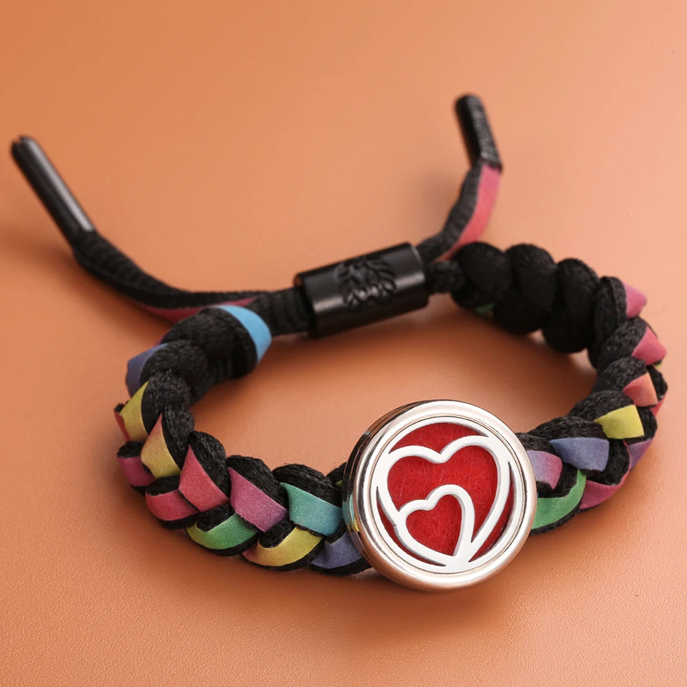 Colorful Braided Leather Aromatherapy Bracelet Bangle Tree of Life Essential Oil Diffuser Perfume Locket Bracelet Aroma Jewelry