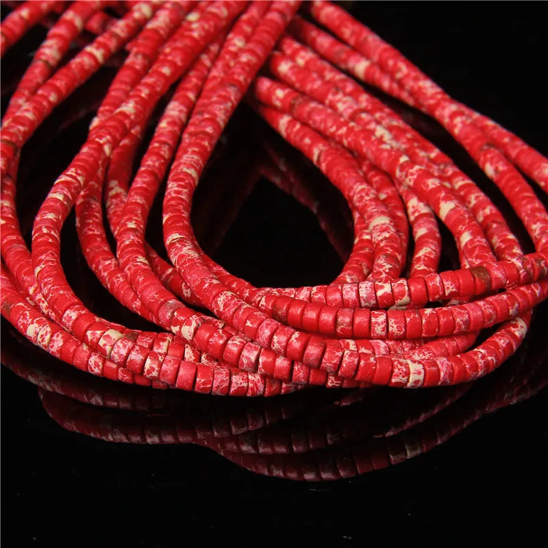 New Fashion Flat Disc Round Stone Bead 4x2MM Quartzs Imperial Agat Jaspers Loose Spacer Heishi Beads Jewelry Diy Accessories