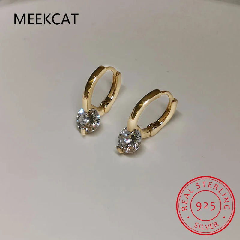 Solitaire 1ct D Moissanite Earrings for Women 2023 Diamond 925 Sterling Silver Hoop Earrings Drop Earrings Girls 14k Gold Plated