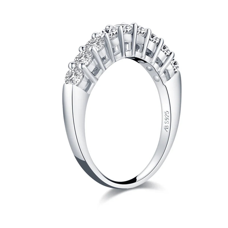 OXTAO 925 Sterling Silver Cubic Zirconia Ring Round Wedding Band Ring Classic Trendy Engagement Ring Luxury Jewelry Gift