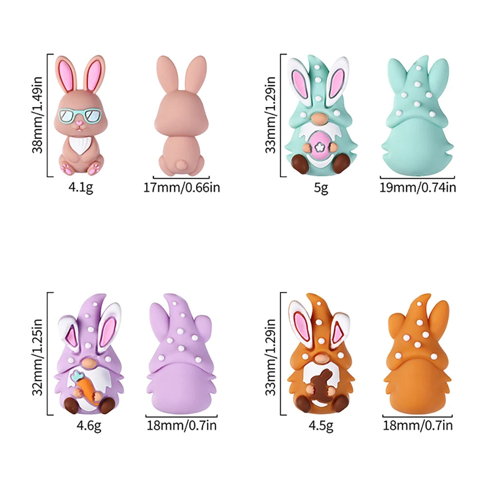 5/10pcs Silicone Beads Easter Egg Bunny Beads Cute for DIY Keychains Jewelry Accessories Bracelet Making Pen Decor Creative Gift