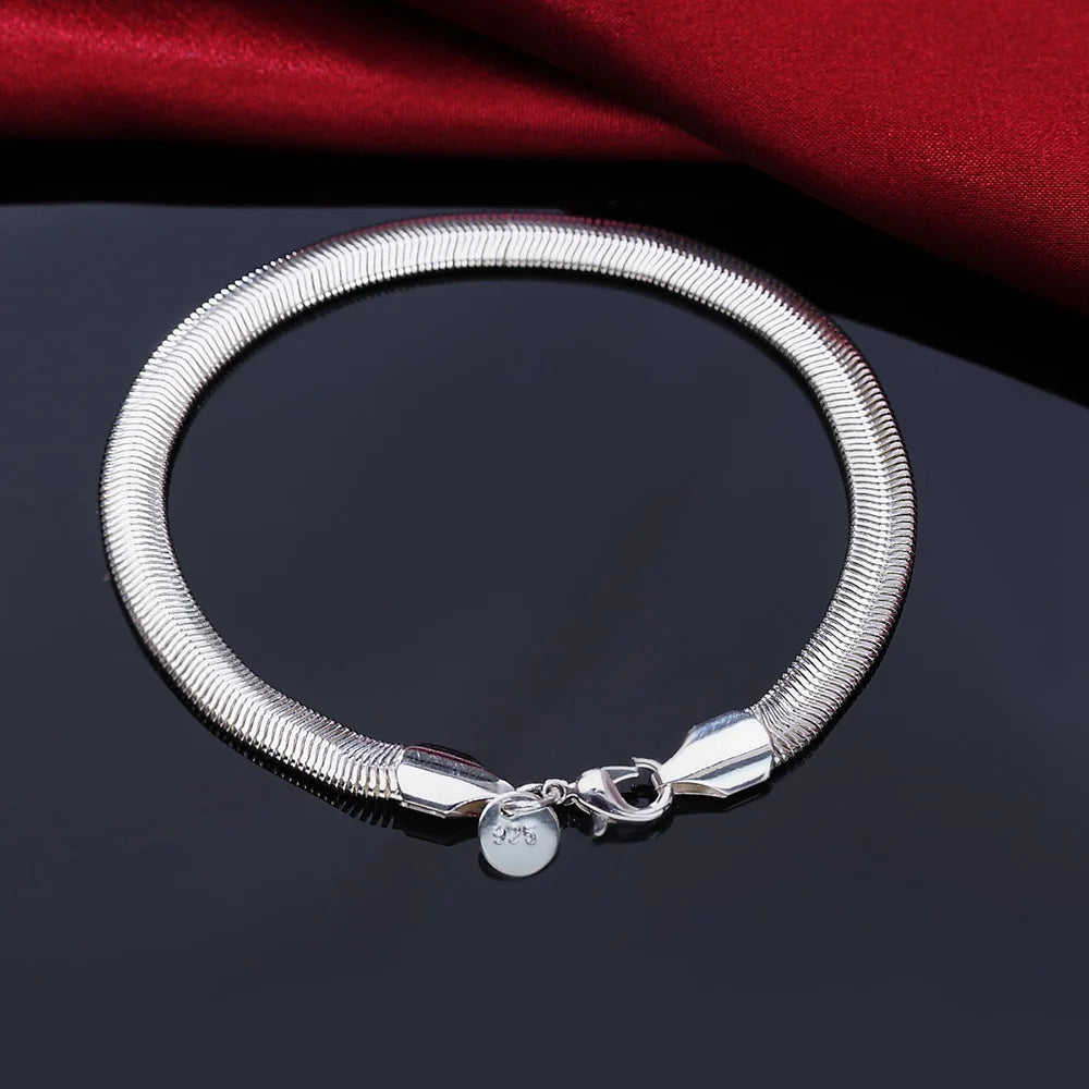 Noble 925 Sterling Silver Square Solid Chain Bracelet for Women Men Charm Party Gift Wedding Fashion Jewelry - Madeinsea©