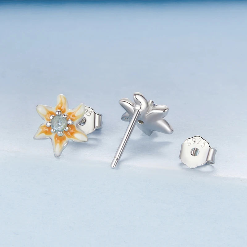 WOSTU 925 Sterling Silver Lovely Yellow Zircon Flower Pearl Open rings Spring Jewelry Gift For Family Daughter Girl Mom CQE1863