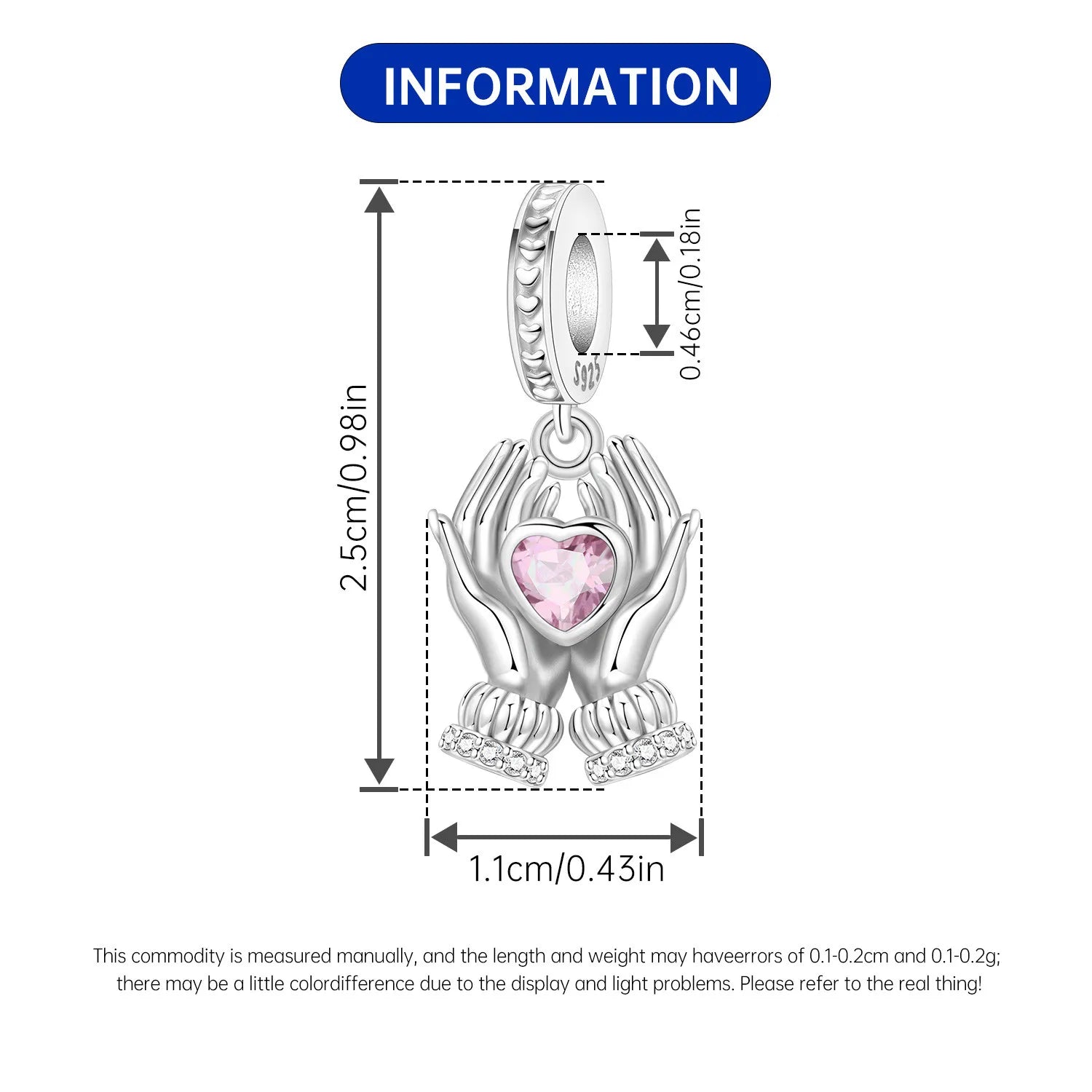 PANPOKI 925 Sterling Silver Pink Zircon Love Series Beads Original Pendants Bracelet Charm Jewelry Party DIY Trendy Gifts