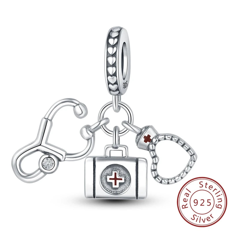 Original Charms Pendant Real S925 Sterling Silver Travel Luggage Airplane Charms Beads for Women Fine Jewelry Gift Making