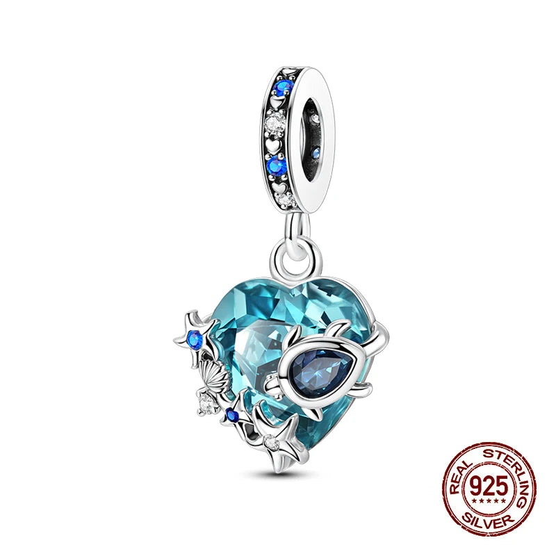 Summer New 925 Sterling Silver Zircon Crab Octopus Jellyfish Turtle Shell Charms Beads Fit Original Bracelets DIY Jewelry Gifts