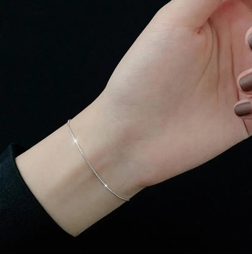 Fashion Minimalist Thin Snake Bone Chain Charm Bracelet for Women Real 925 Sterling Silver Party Wedding Jewelry Gift