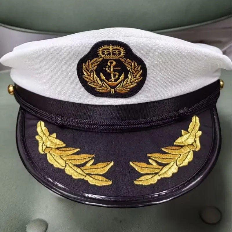 Adult Yacht Military Hats Boat Skipper Ship Sailor Captain Costume Hat Adjustable Cap Navy Marine Admiral For Men Women