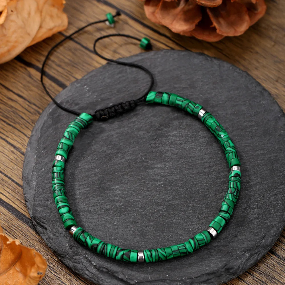 MKENDN Minimalist 4mm Bead Bracelet Unisex Emperor Onyx Small Stone Adjustable Bracelet Meditation Yoga Strand Couple Pulsera