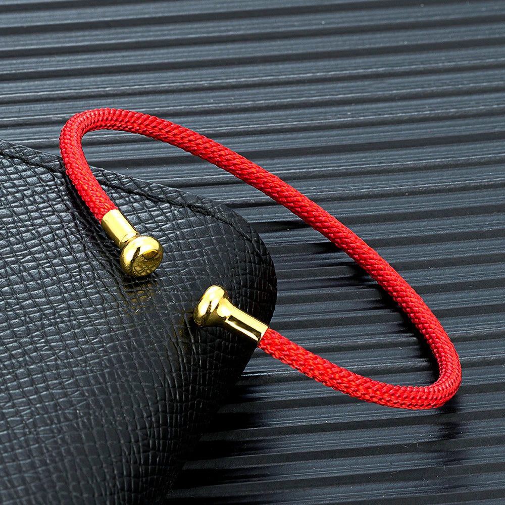 MKENDN Minimalist Cuff Bangle For Men Bracelets Lucky Red DIY Beaded Men Women Fashion Jewelry Trendy Gift