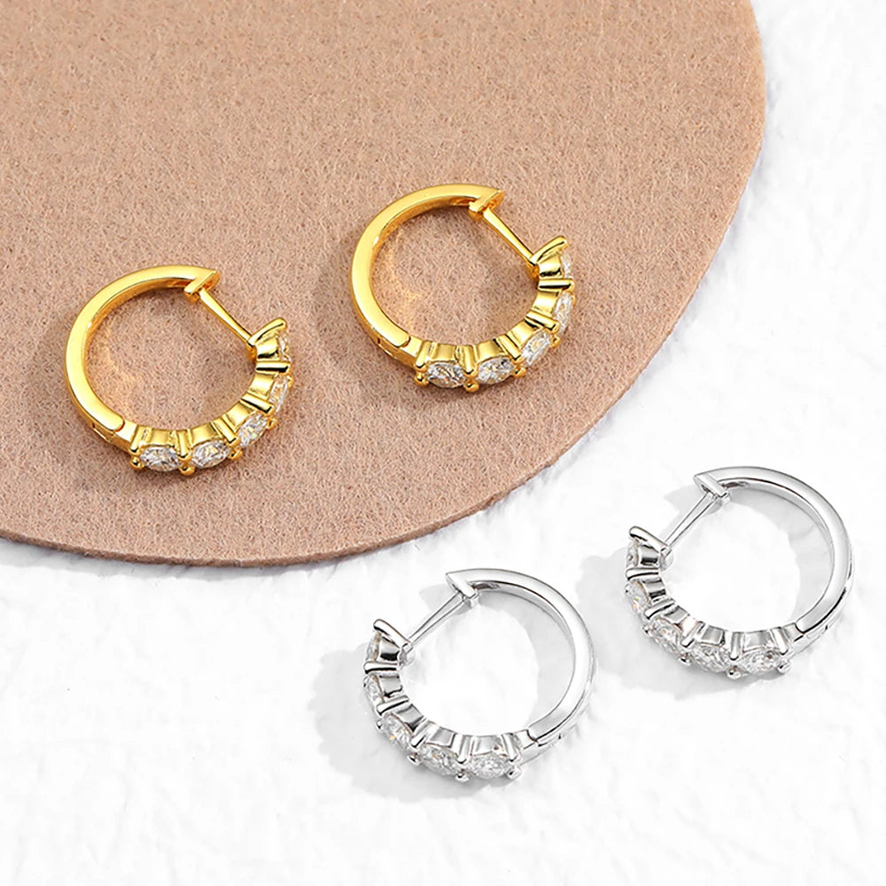 Serenity 4mm D Color Moissanite Earrings For Women Gift 100% S925 Sterling Silver Plated 18K Sparkling Lab Diamond Hoop Earrings