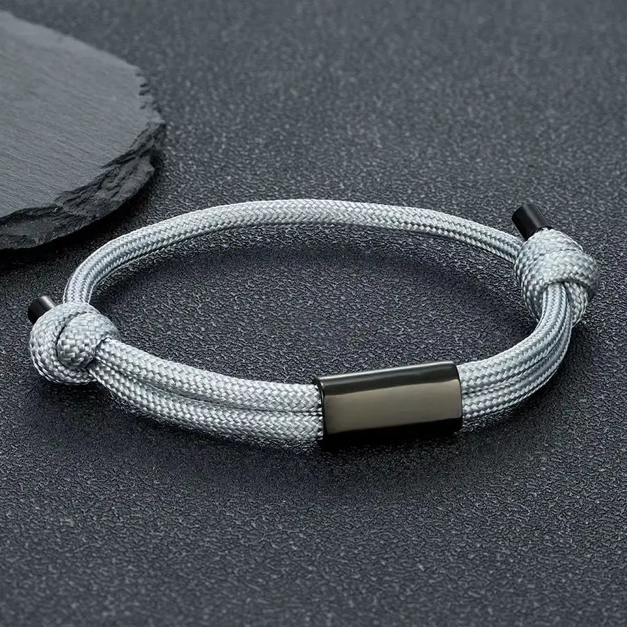 MKENDN Custom Engraving Bracelet Personalized Friendship Jewelry Handmade Sailing Rope Bracelet Couple Bracelet Matching Gifts