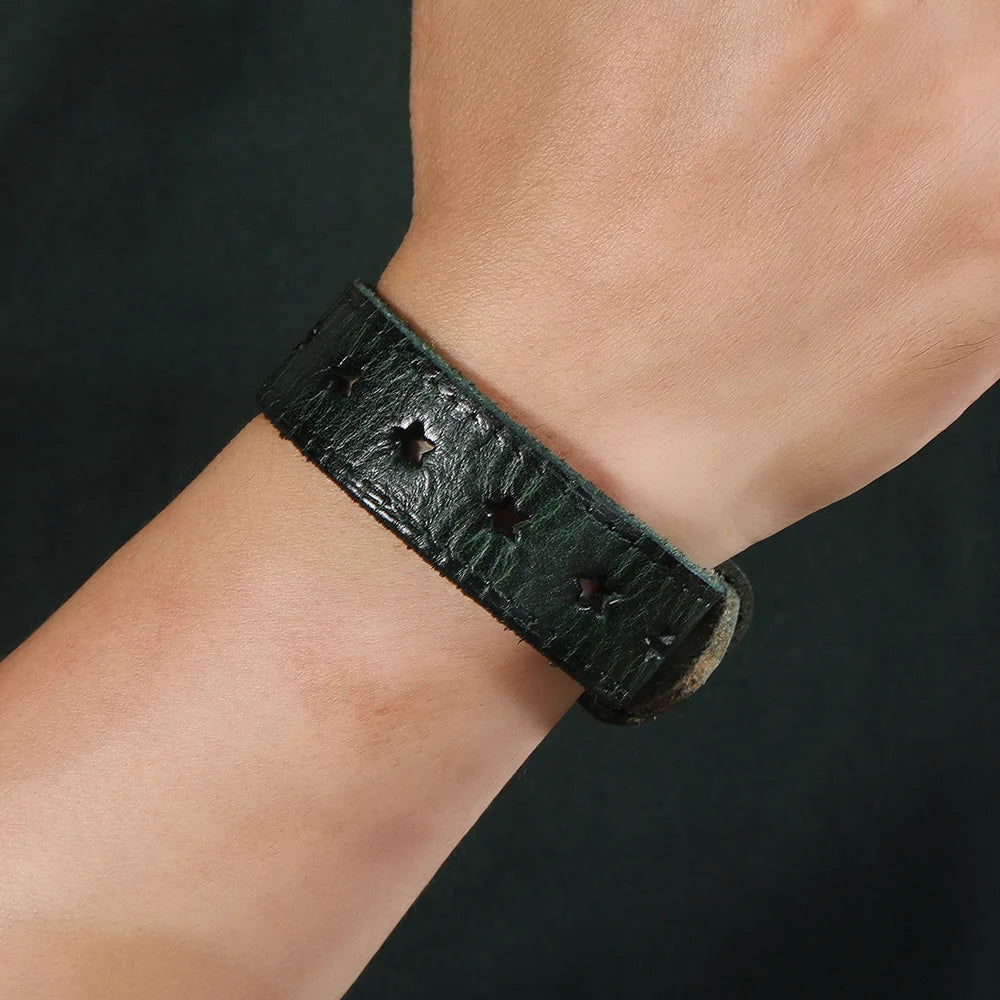 Bracelet MKENDN vintage en cuir véritable pour homme et femme, bracelet de montre à motif étoile, bijou de couple, cadeau