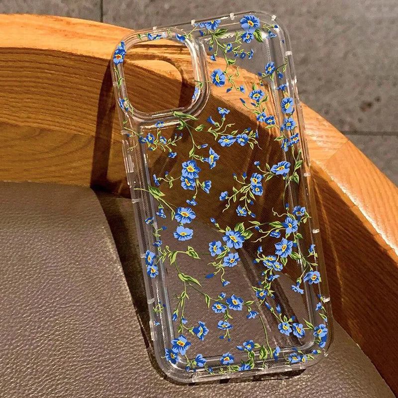 Floral Pattern Transparent Shockproof Phone Case for Xiaomi Redmi Note 13 12 11 10 9 Pro Plus 11s 10s 13C 12C Redmi 13 4G Cover