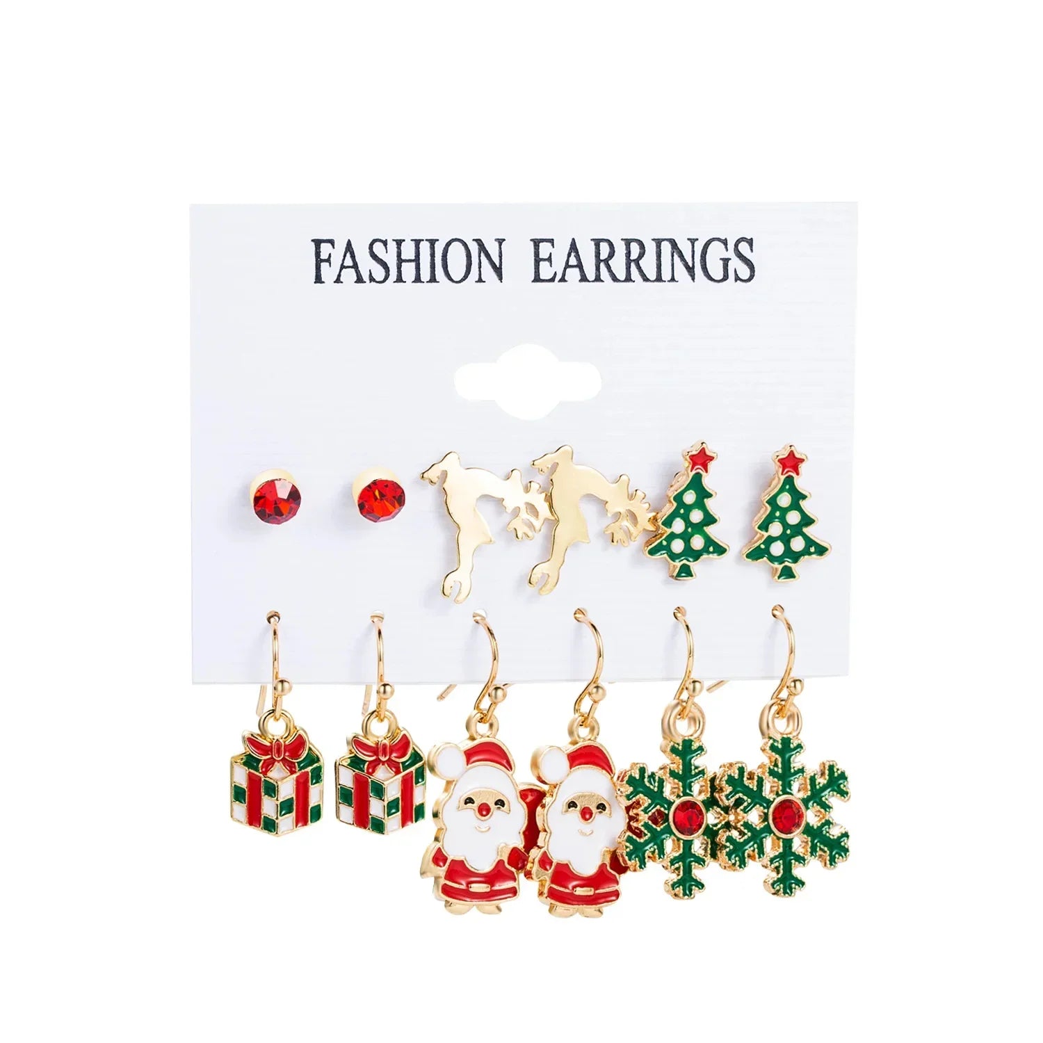 Fashion Cartoon Christmas Earring Set Female Snowflake Tree Snowman Bell Earring Fashion Christmas Ball Earring Jewelry Gifts