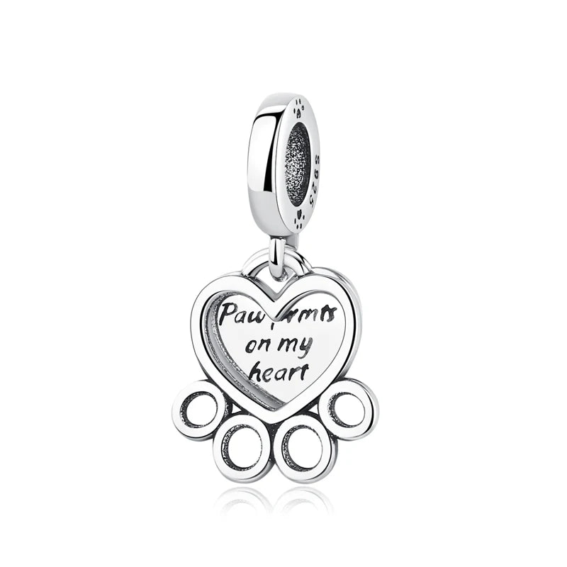 Original 925 Sterling Silver Charms Love Pets Dog Cat Paw Print Pendant Beads Fit Brand Bracelets Necklaces Women DIY Jewelry - Madeinsea©