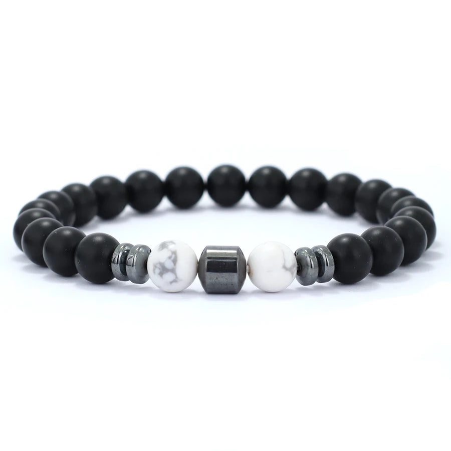 Stylish Men Bracelet Natural Tiger Eyes Volcanic Rock Healing Braslet Handmade Black Onyx Stone Strand Braclet Pulsera Hombre