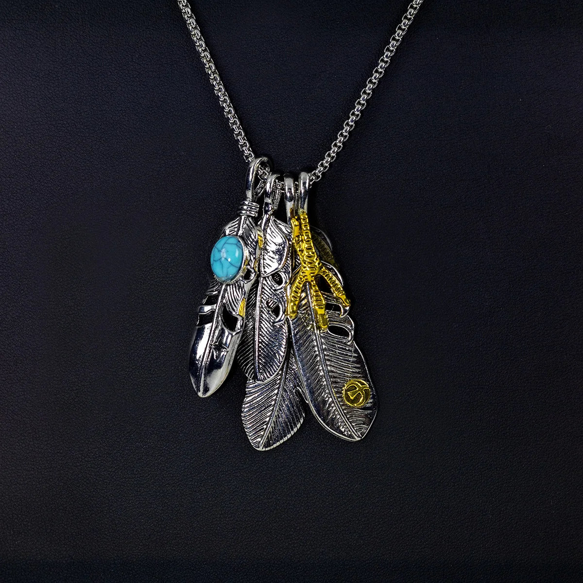 Markenversion von Takahashi-Feder-Anhänger-Halskette für Männer, Flut, Retro-Blätter, lange Pulloverkette, Unisex, Hip-Hop-Schmuck, Großhandel