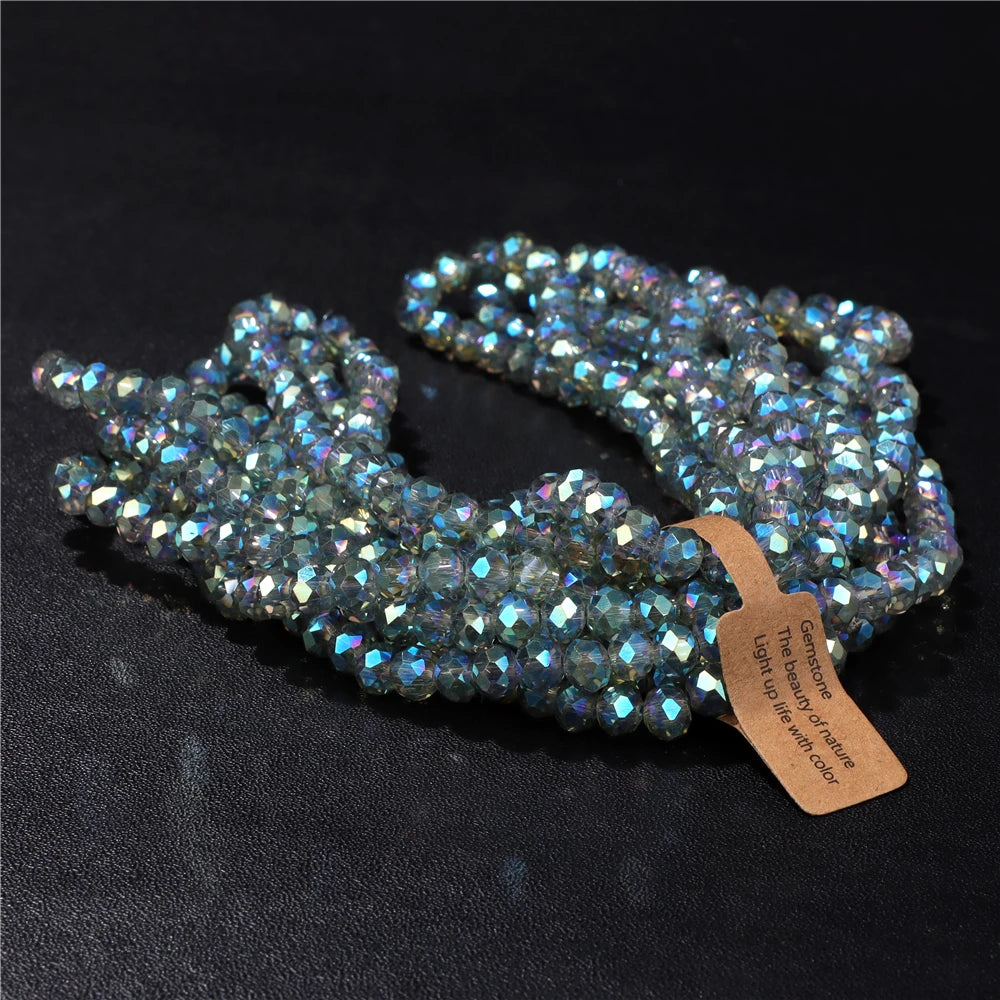 4x6MM/5X8MM Rondelle Crystal Glass Beads AB Color Faceted Loose Spacer Bead For Jewelry Making Clothing Handmade DIY 1 Strand