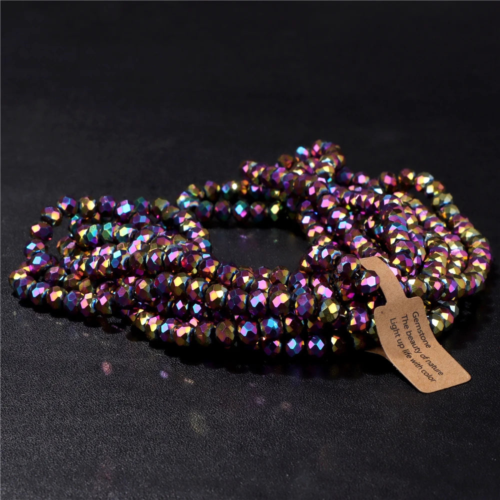 Wholesale 5 strand/lot Faceted Austrian Crystal Bead Rondelle Loose Spacer AB Color Glass Beads For Jewelry Making  Accessories