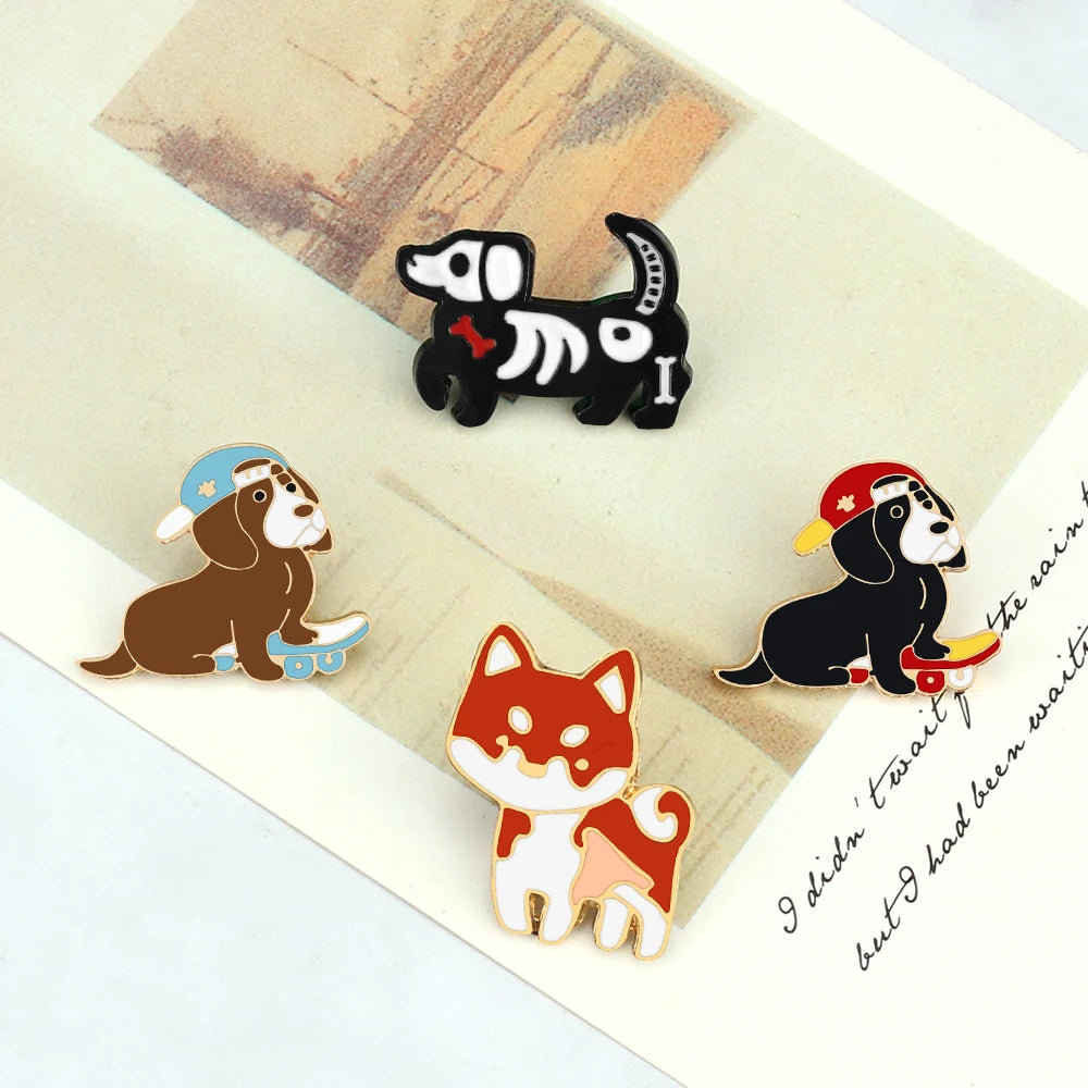 Pet Dog Lover Collection Brooch Cute Corgi German Shepherd Golden Retriever Dog Enamel Pins Women Men Lapel Pin Badges Jewelry