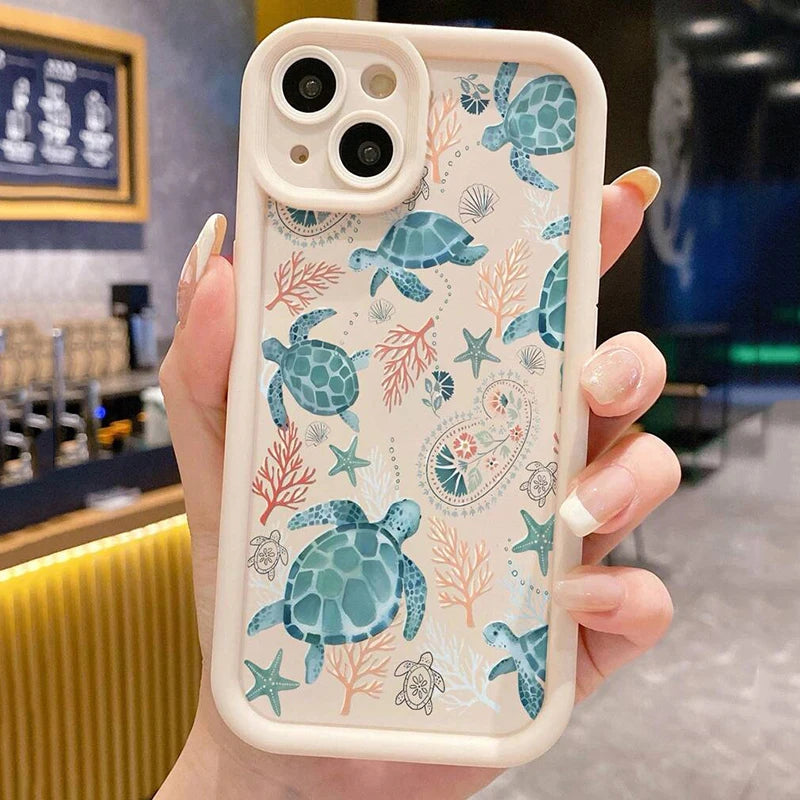 Colorful Sea Turtle Painted Phone Case for Samsung Galaxy S25 S24 S23 S22 S21 Ultra Plus FE A16 A15 A55 A54 A52 A33 A56 36 Cover