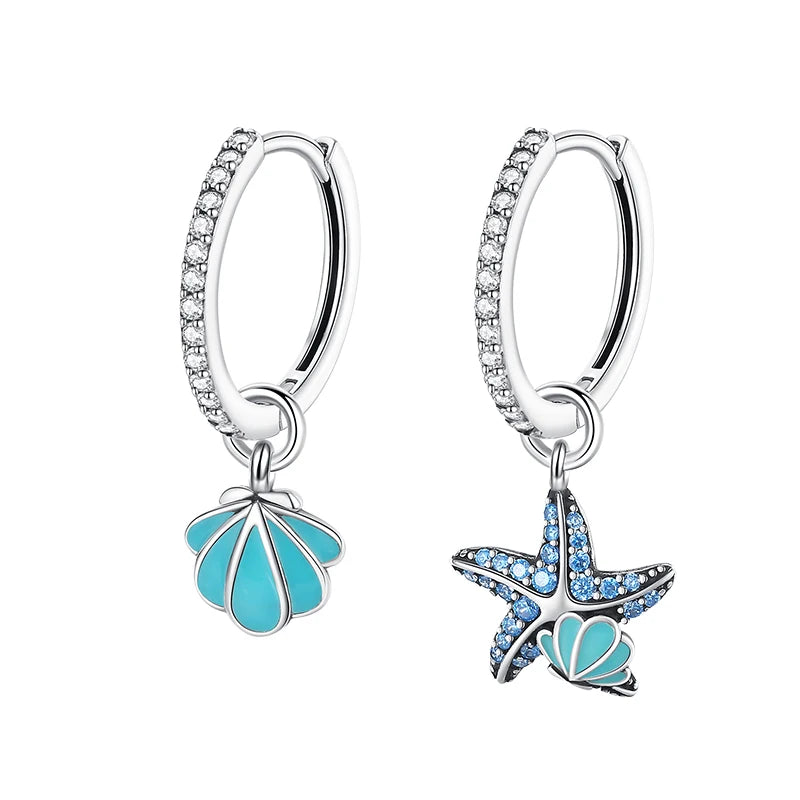 Fashion 925 Silver Earring Blue Zircon Star Moon Butterfly Irregularity Earrings For Woman Fine Engagement Birthday Jewelry Gift