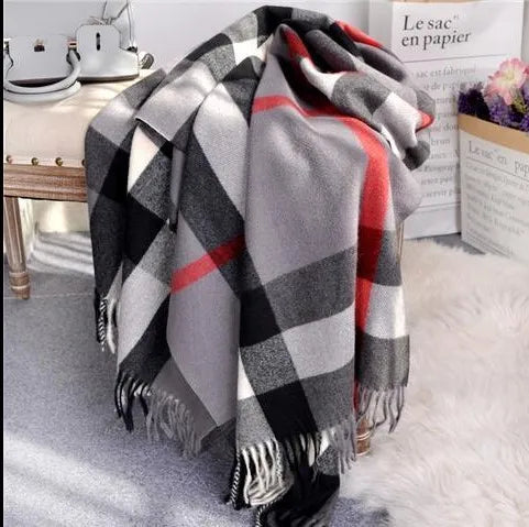 190*70cm Winter Scarf Women Classic Lattice Pashmina Scarf Soft Female Cashmere Scarves Shawls Wraps Handkerchief towel 2024