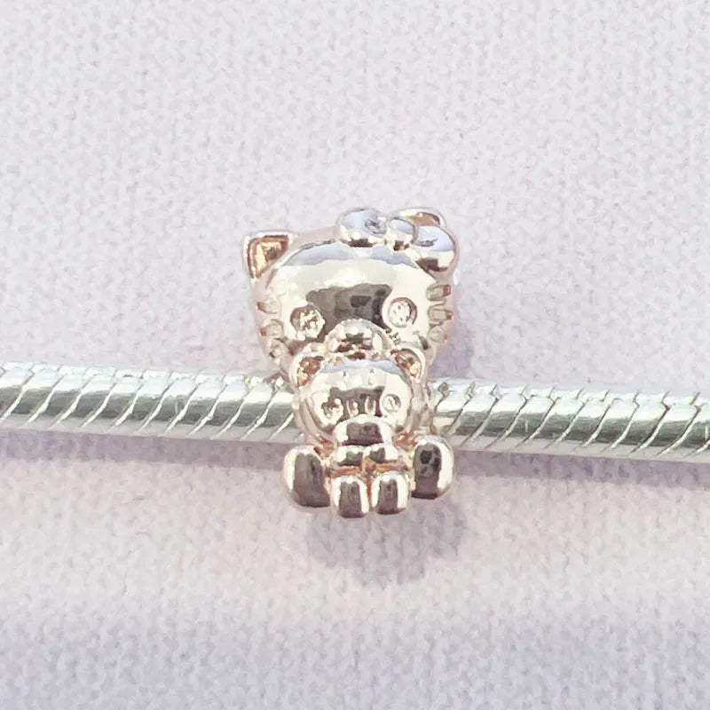 2025 New Miniso Disney Sanrio Beads 925 Silver Stitch Hello Kitty Kuromi Charm Fit Original Bracelet Women DIY Pendant Jewelry
