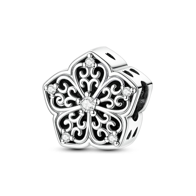 Classic 925 Sterling Silver Crown Skull Beads & Rose Pistol Dangle Charm Fits Bracelet Exquisite Necklace Jewelry Gifts