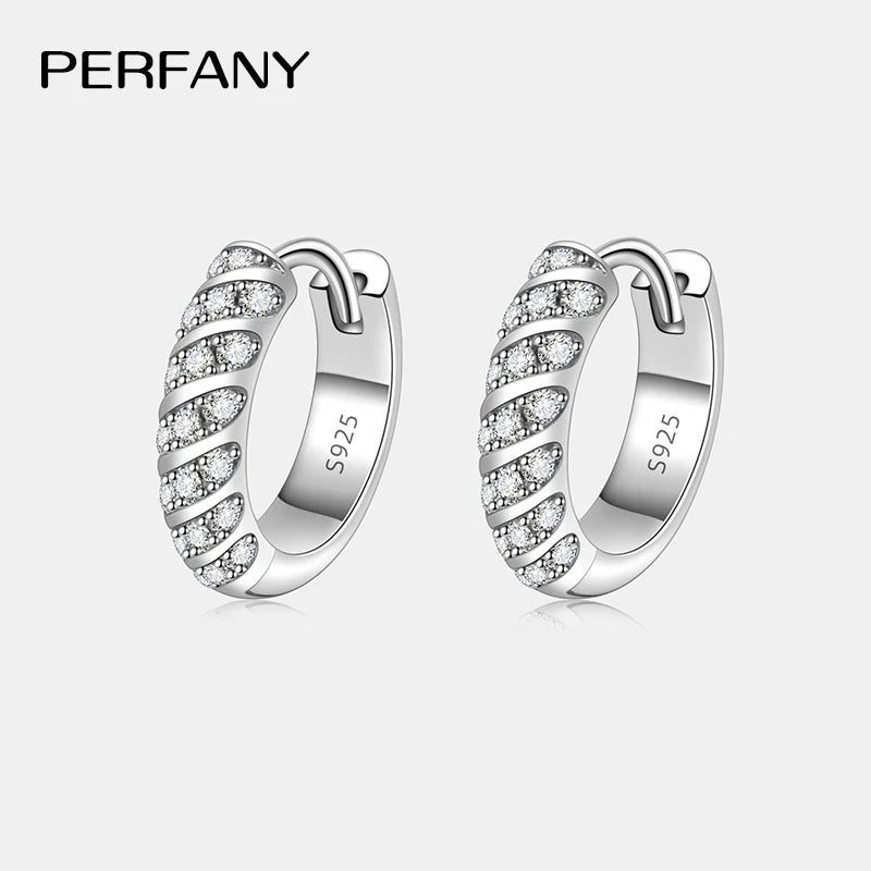 PERFANY All Moissanite Hoop Earrings Women S925 Pure Silver Laboratory Diamond Fashion Wedding Party Jewelry - Madeinsea©