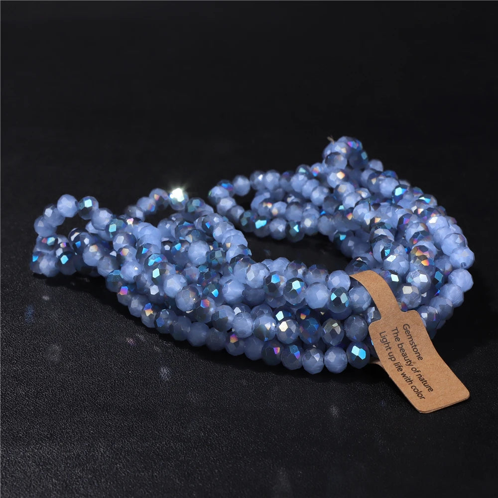 4x6MM/5X8MM Rondelle Crystal Glass Beads AB Color Faceted Loose Spacer Bead For Jewelry Making Clothing Handmade DIY 1 Strand