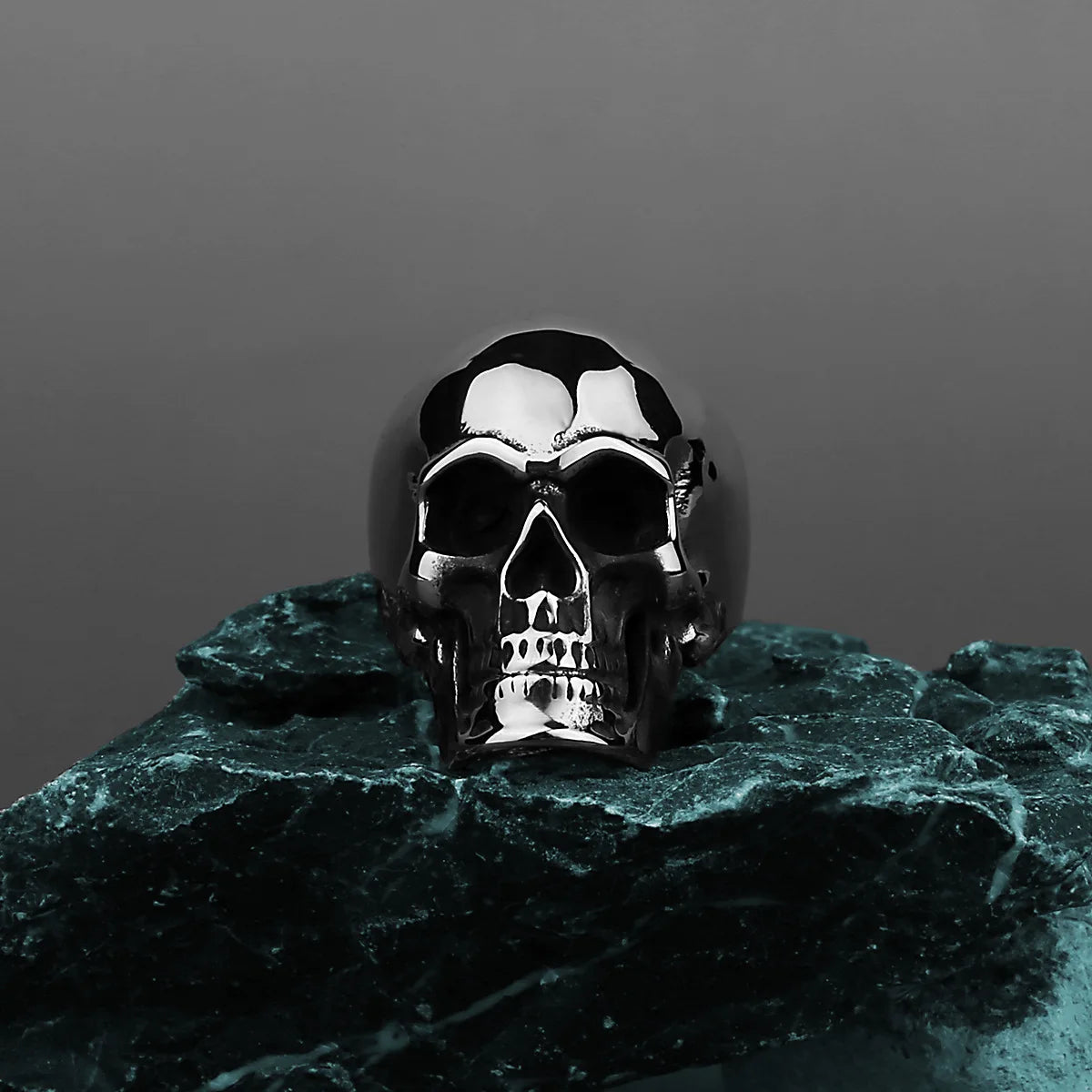HNSP 316L Stainless Steel Skull Ring For Men Finger Jewelry Punk Goth Accessories 8-14 Big Size