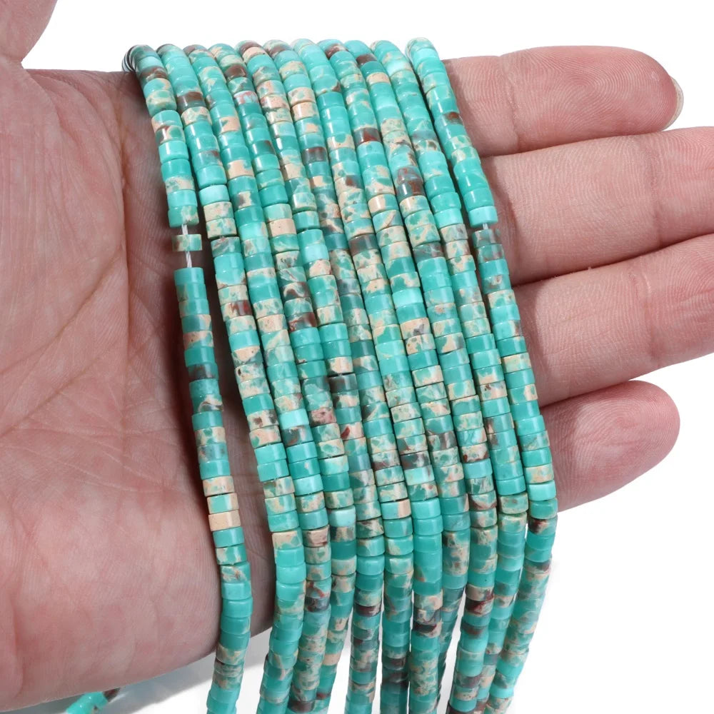 2x4mm Blue Flat Round Stone Bead Imperial Agates Jades Rondelle Loose Beads For Jewelry Making DIY Bracelets Necklace Handmade