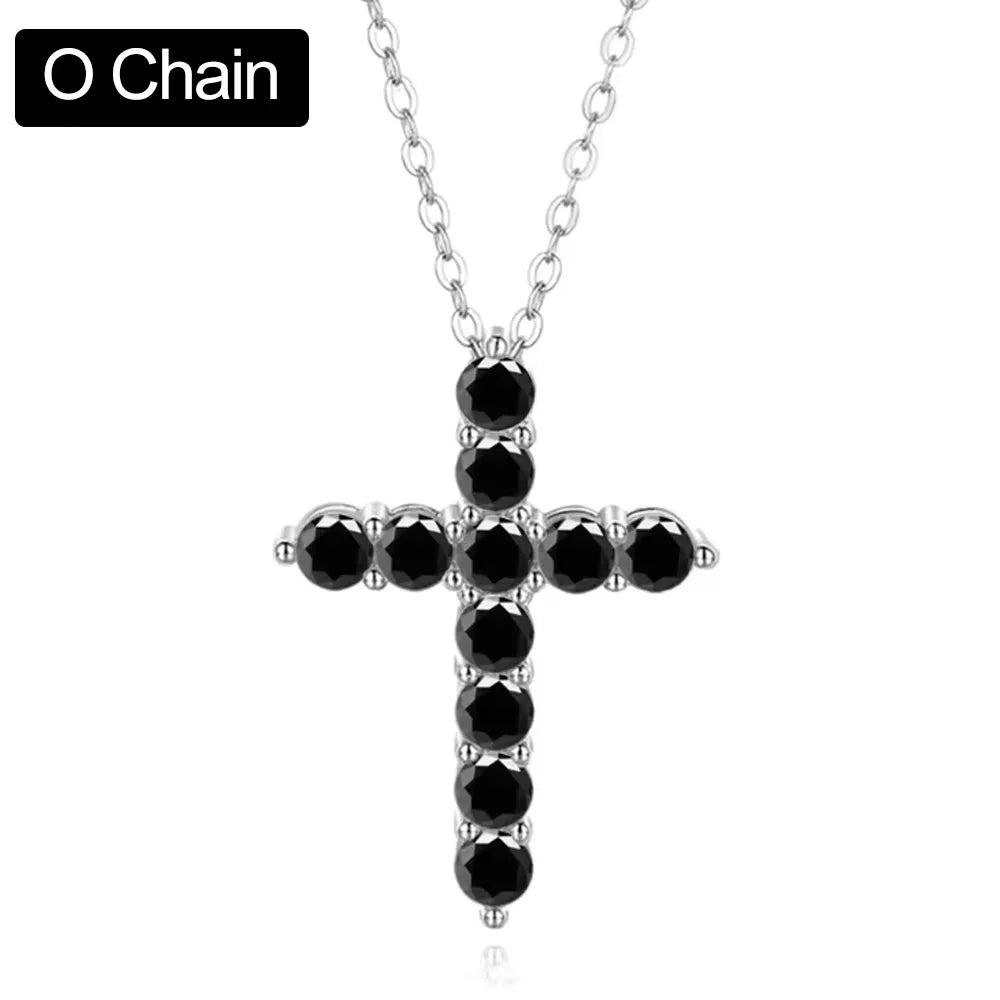 3mm Gold Color Moissanite Cross Necklace for Women Men Gift Sparkling Lab Diamond Pendant Necklace S925 Sterling Silver Jewelry