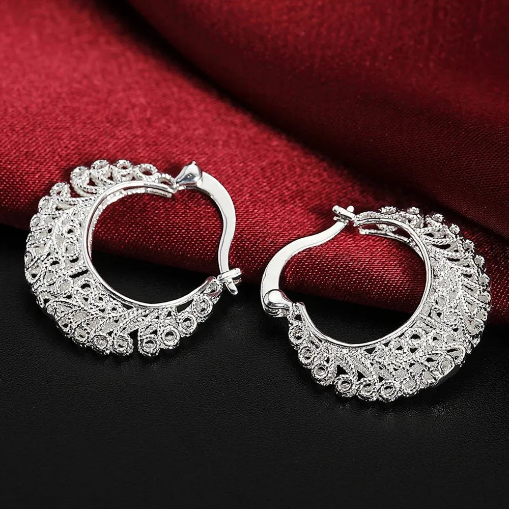 Top Quality 925 Sterling Silver Earrings Simple Round Circle Hoop Earrings For Woman Fashion Wedding Engagement Charm Jewelry - Madeinsea©