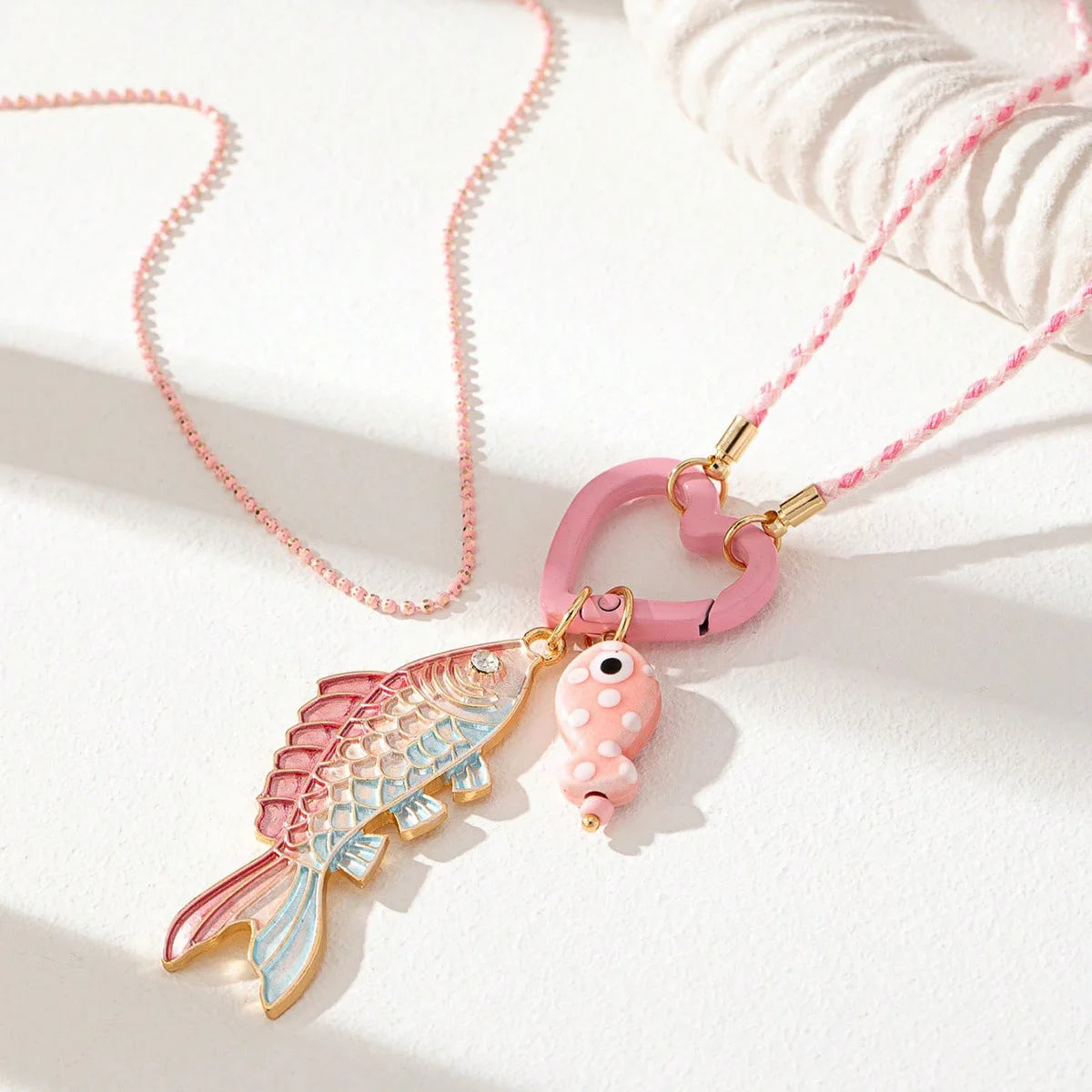 Summer Vacation Beach Colorful Ceramic Pearl Fish Women's Necklace