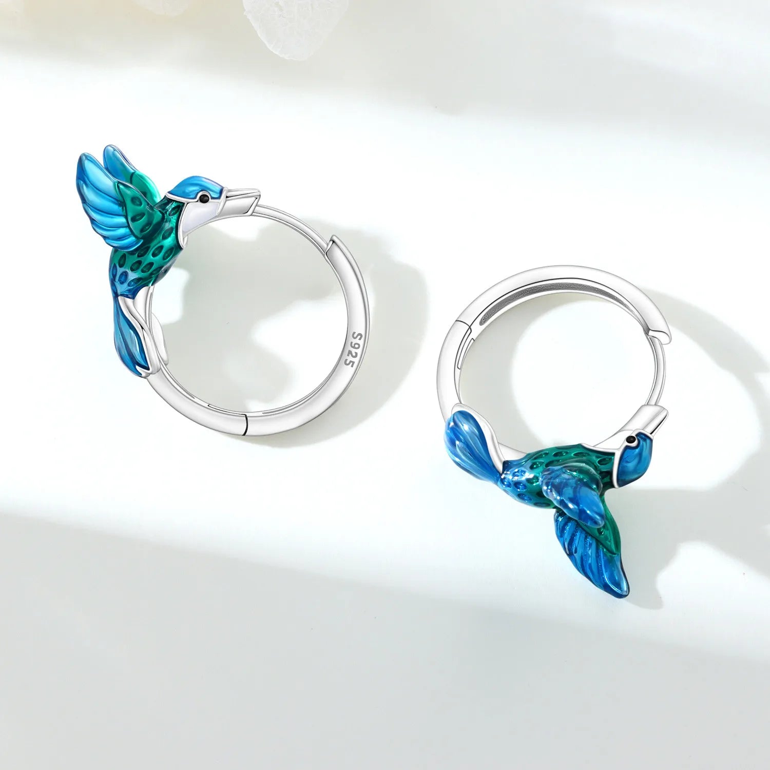 PANPOKI Original 925 Sterling Silver Hummingbird Earrings Women Hoop Earring Anniversary Jewelry Trendy Gifts